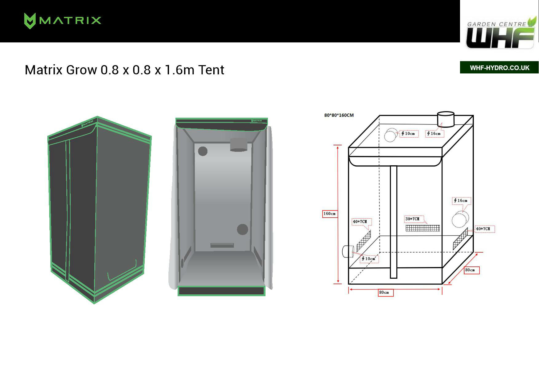 Matrix Grow Tent 80cm x 80cm x 160cm